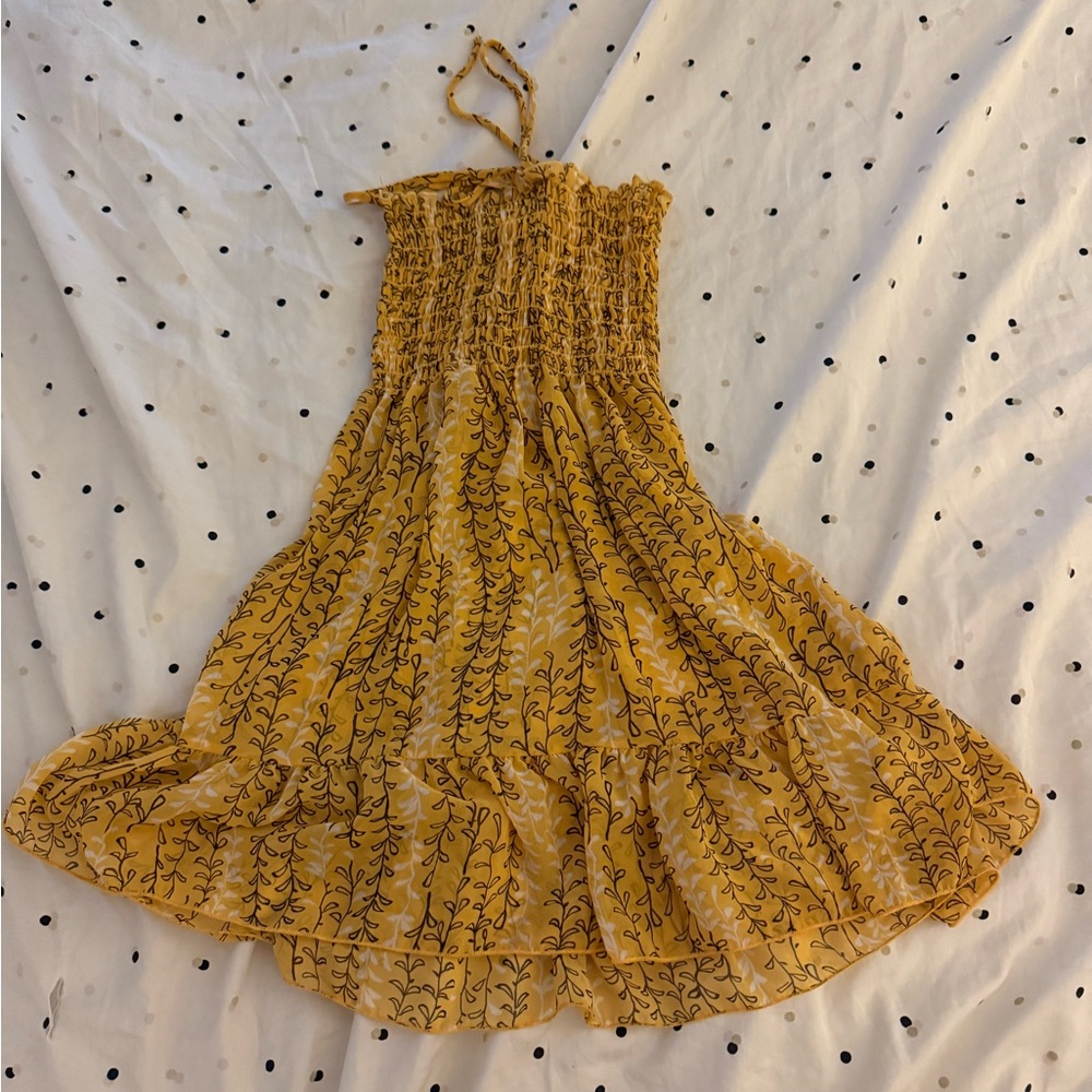 Yellow Floral Smocked Dress